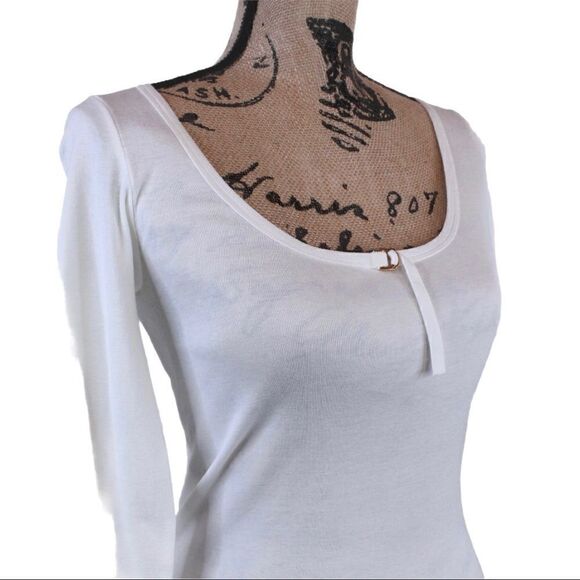 Ralph Lauren Black Label Scoop Neck Long Sleeve Top in White Size Large - Picture 5 of 8